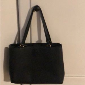 Tory Burch black three compartment tote